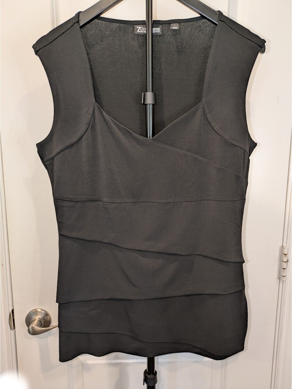 NY&Co Black Tiered Mesh Crossover Top Y2K Size L